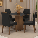 Juego de Comedor Mesada de Vidrio 4 Sillas Capri Marrón/Negro/Oxford