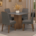 Juego de Comedor con Vidrio Sobrepuesto 4 Sillas Marrón/Gris/Silver Capri Madesa