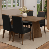 Juego de Comedor Mesada de Madera 4 Sillas Évora Marrón/Oxford