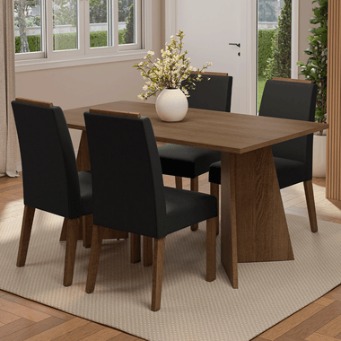 Juego de Comedor 4 Sillas Marrón/Oxford Évora Madesa