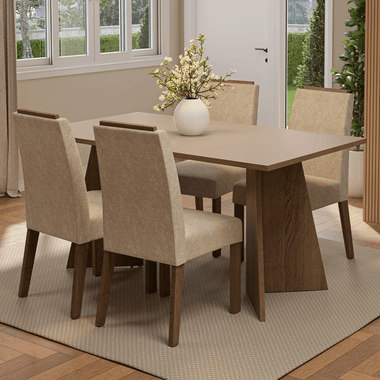 Juego de Comedor 4 Sillas Marrón/Crema/Imperial Évora Madesa