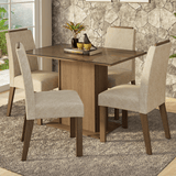 Juego de Comedor Tapa de Vidrio 4 Sillas Marrón/Imperial Jasmin Madesa
