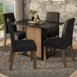 Juego de Comedor Tapa de Vidrio 4 Sillas Marrón/Negro/Oxford Jasmin Madesa