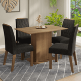 Juego de Comedor Tapa de Madera 4 Sillas Marrón/Oxford Romã Madesa