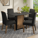 Juego de Comedor Tapa de Madera 4 Sillas Marrón/Negro/Oxford Romã Madesa