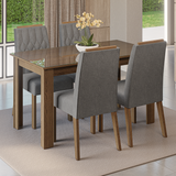Juego de Comedor Tapa de Vidrio 4 Sillas Marrón/Silver Pétala Madesa