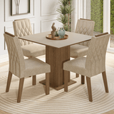 Juego de Comedor Tapa de Madera 4 Sillas Marrón/Crema/Imperial Verbena Madesa