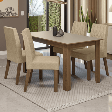 Juego de Comedor 4 Sillas Marrón/Crema Imperial Lótus Madesa