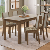 Juego de Comedor Alva Mesa Tapa de Madera 4 Sillas Marrón/Crema/Lirio Beige Madesa