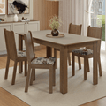 Juego de Comedor Amora Mesa Rectangular Tapa de Madera con 4 Sillas Marrón/Crema/Floral Hibiscos Madesa