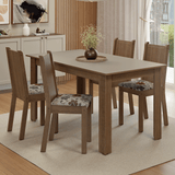 Juego de Comedor Mesa con Tapa de Madera 4 Sillas Marrón/Crema/Floral Hibiscos Madesa