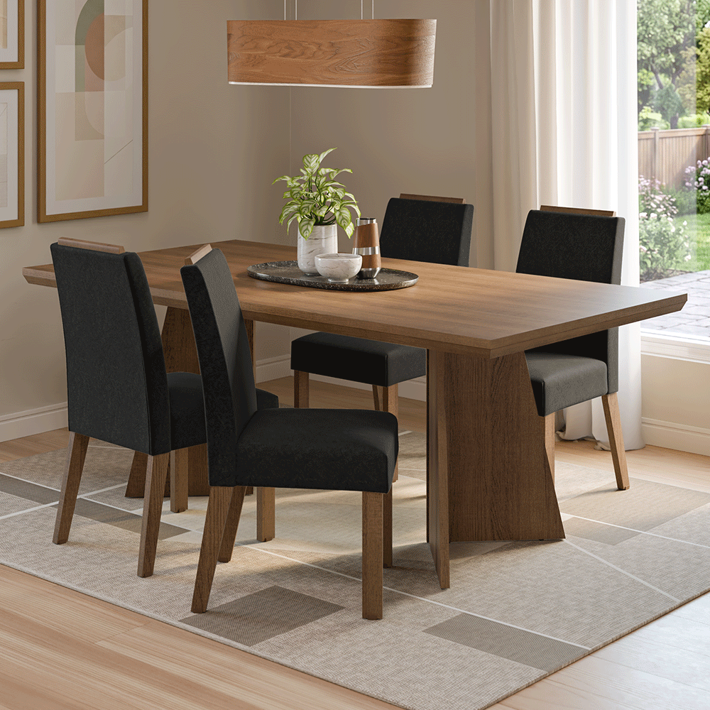 Juego de Comedor con Tapa de Madera 4 Sillas Marrón/Oxford Arles Madesa