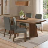 Juego de Comedor con Tapa de Madera 4 Sillas Marrón/Silver Arles Madesa