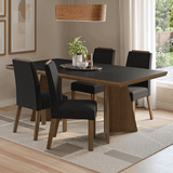 Juego de Comedor con Tapa de Madera 4 Sillas Marrón/Negro/Oxford Arles Madesa
