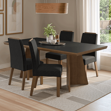 Juego de Comedor 4 Sillas Marrón/Negro/Oxford Arles Madesa