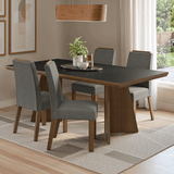 Juego de Comedor con Tapa de Madera 4 Sillas Marrón/Negro/Silver Arles Madesa