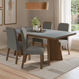 Juego de Comedor con Tapa de Madera 4 Sillas Marrón/Gris/Silver Arles Madesa