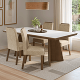 Juego de Comedor con Tapa de Madera 4 Sillas Marrón/Blanco/Imperial Arles Madesa