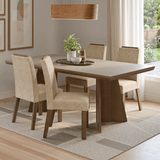 Juego de Comedor con Tapa de Madera 4 Sillas Marrón/Crema/Imperial Arles Madesa