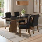 Juego de Comedor con Vidrio Sobrepuesto 4 Sillas Marrón/Negro/Oxford Todi Madesa