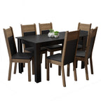 Juego de Comedor 6 Sillas Negro/Marrón Medelin Madesa