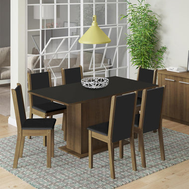 Juego de Comedor 6 Sillas Marrón/Negro/Sintético Ohana Madesa