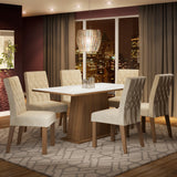 Juego de Comedor Madesa Daniela Mesa Tapa de Madera con 6 Sillas Marrón/Blanco/Imperial