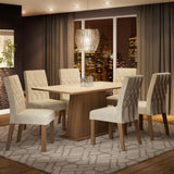 Juego de Comedor Madesa Daniela Mesa Tapa de Madera con 6 Sillas Marrón/Crema/Imperial