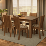 Juego de Comedor con Tapa de Madera 6 Sillas Marrón/Beige Analu