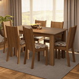 Juego de Comedor con Tapa de Madera 6 Sillas Marrón/Hibiscos Havana