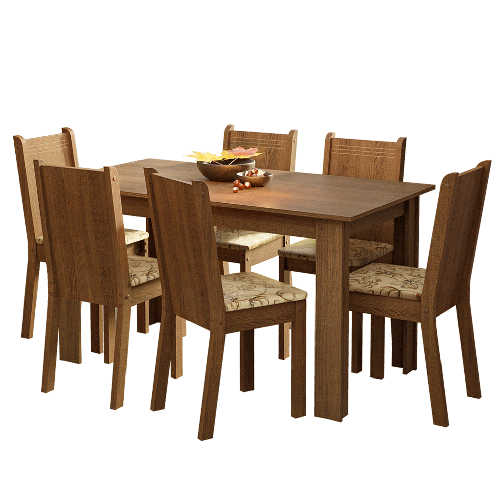 Juego de Comedor con Mesa y 6 Sillas Madesa Analu MLB