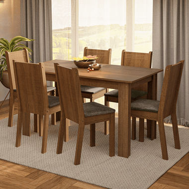 Juego de Comedor 6 Sillas Marrón/Silver Analu Madesa