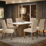 Juego de Comedor Madesa Luciana Mesa Tapa de Madera con 6 Sillas Marrón/Blanco/Imperial