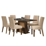 Juego de Comedor Madesa Patricia Mesa con Tapa de Vidrio y 6 Sillas Marrón/Negro/Imperial