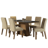 Juego de Comedor con Tapa de Madera y Vidrio 6 Sillas Marrón/Negro/Imperial Augusta