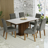 Juego de Comedor Mesa Tapa de Madera 6 Sillas Marrón/Blanco/Silver Hanna Madesa