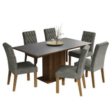 Juego de Comedor Mesa de Tapa de Madera 6 Sillas Marrón/Gris/Plata Hanna Madesa