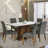 Juego de Comedor Mesa Tapa de Madera 6 Sillas Marrón/Blanco/Silver Britney Madesa