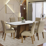 Juego de Comedor Mesa Tapa de Madera 6 Sillas Marrón/Blanco/Imperial Britney Madesa