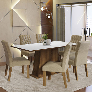 Juego de Comedor 6 Sillas Marrón/Blanco/Imperial Britney Madesa