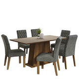 Juego de Comedor Mesa Tapa de Madera 6 Sillas Britney Madesa Marrón/Crema/Plata
