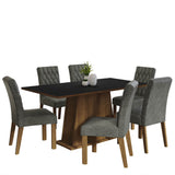 Juego de Comedor Mesa Tapa de Madera 6 Sillas Britney Madesa Marrón/Negro/Plata
