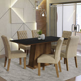 Juego de Comedor Mesa Tapa de Madera 6 Sillas Marrón/Negro/Imperial Britney Madesa
