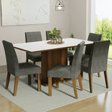 Juego de Comedor Mesa Tapa de Madera 6 Sillas Marrón/Blanco/Silver Renata Madesa