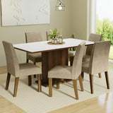 Juego de Comedor Mesa Tapa de Madera 6 Sillas Marrón/Blanco/Imperial Renata Madesa