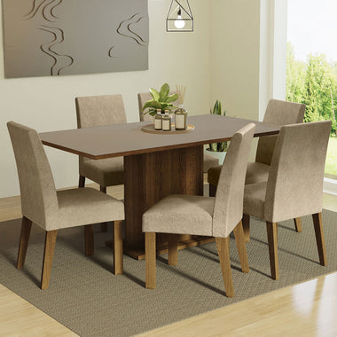 Juego de Comedor 6 Sillas Marrón/Crema/Imperial Renata Madesa