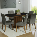 Juego de Comedor 6 Sillas Marrón/Negro/Silver Renata Madesa