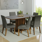 Juego de Comedor 6 Sillas Marrón/Gris/Silver Renata Madesa