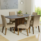 Juego de Comedor Renata Mesa Rectangular Tapa de Madera con 6 Sillas Marrón/Gris/Imperial Madesa