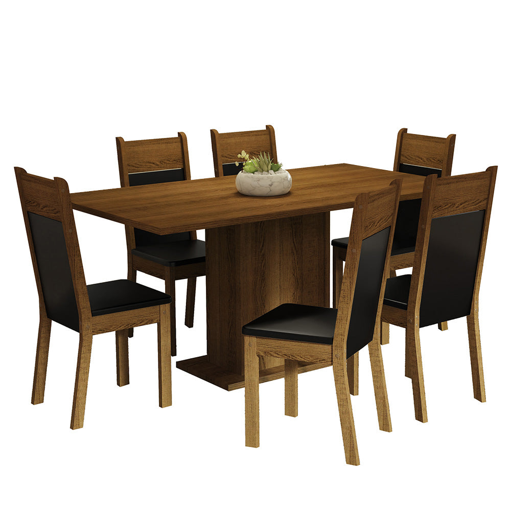 Juego de Comedor con Tapa de Madera 6 Sillas Marrón/Negro Augusta